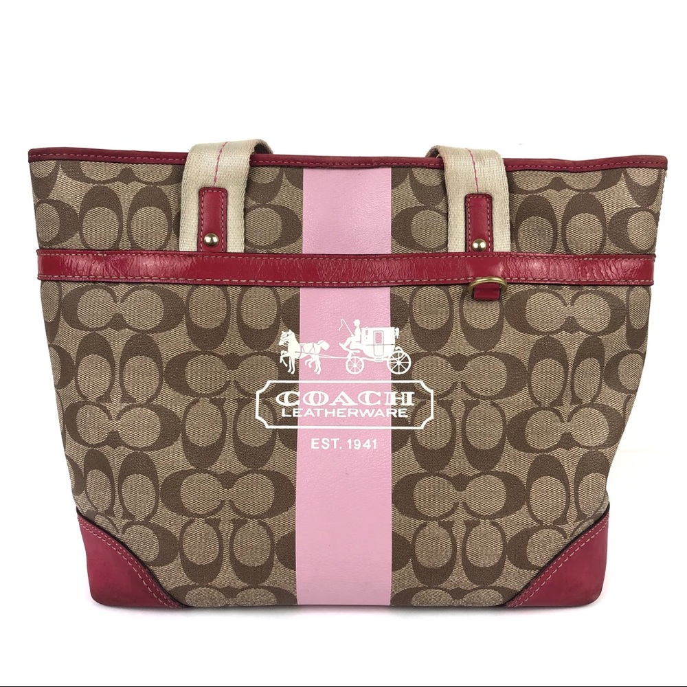 Coach Leatherware Heritage Stripe leather handbag